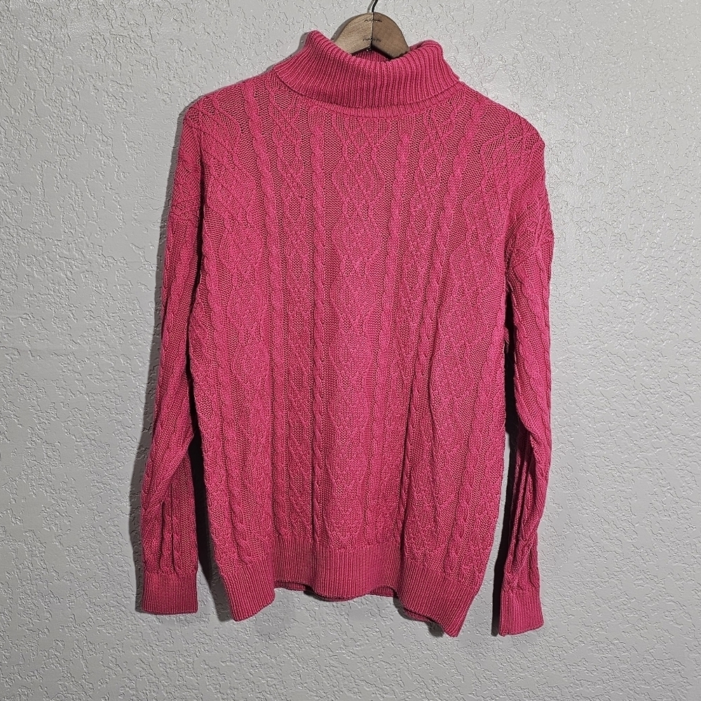 Vintage Wainscott Solid Pink Cable Knit Tunic Sweater